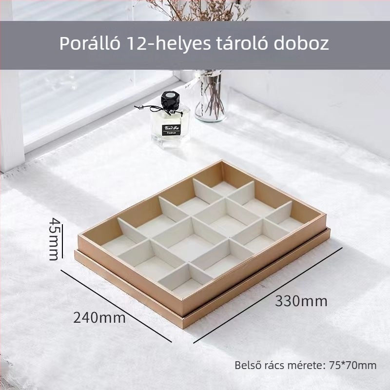 TPR ékszerek bemutató tálca, két rétegű, fedéllel, nőies stílusban, gyűrűk, karkötők és nyakláncok számára