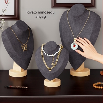 Asztali nyaklánc kiállító állvány — Ékszerpolc, fenyőfa + szövet, Modern stílus, Egyszintes