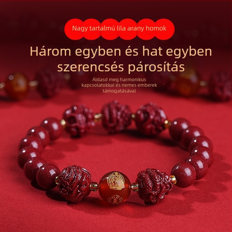 Uniszex etno cinnabar karkötő állatövi dizájnnal, sugárzásálló, testreszabható