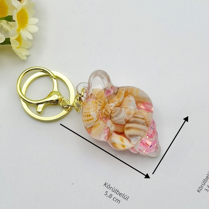 Sea Snail Keychain, akril, rajzfilm-stílus
