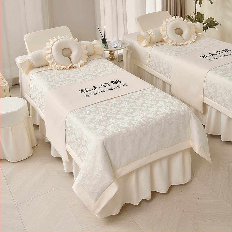 Négy részes kozmetikai ágytakaró készlet – poliészter, könnyű luxus stílus, nyomtatás/twill/jacquard szövés, reakciós festés