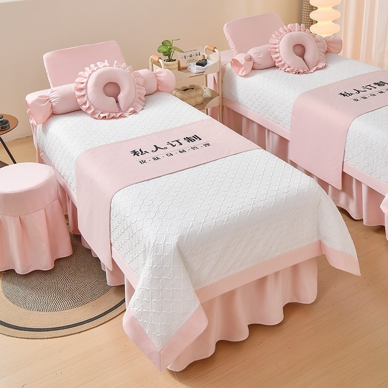 Négy részes kozmetikai ágytakaró készlet – poliészter, könnyű luxus stílus, nyomtatás/twill/jacquard szövés, reakciós festés