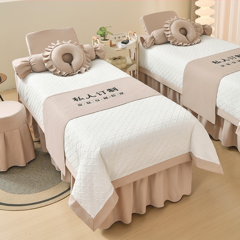 Négy részes kozmetikai ágytakaró készlet – poliészter, könnyű luxus stílus, nyomtatás/twill/jacquard szövés, reakciós festés