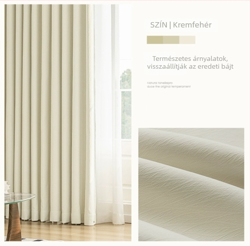 Új, vastagított eredeti stílusú Cheese Cashmere Cream chenille függöny, kész, magas blackout a nappaliba és hálószobába, 1400 g