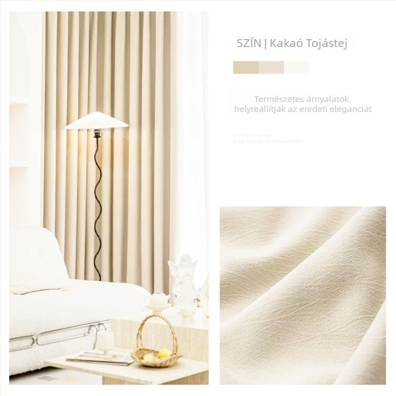 Új, vastagított eredeti stílusú Cheese Cashmere Cream chenille függöny, kész, magas blackout a nappaliba és hálószobába, 1400 g