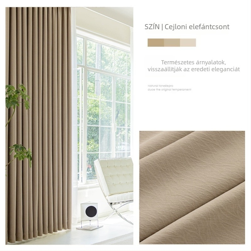 Új, vastagított eredeti stílusú Cheese Cashmere Cream chenille függöny, kész, magas blackout a nappaliba és hálószobába, 1400 g