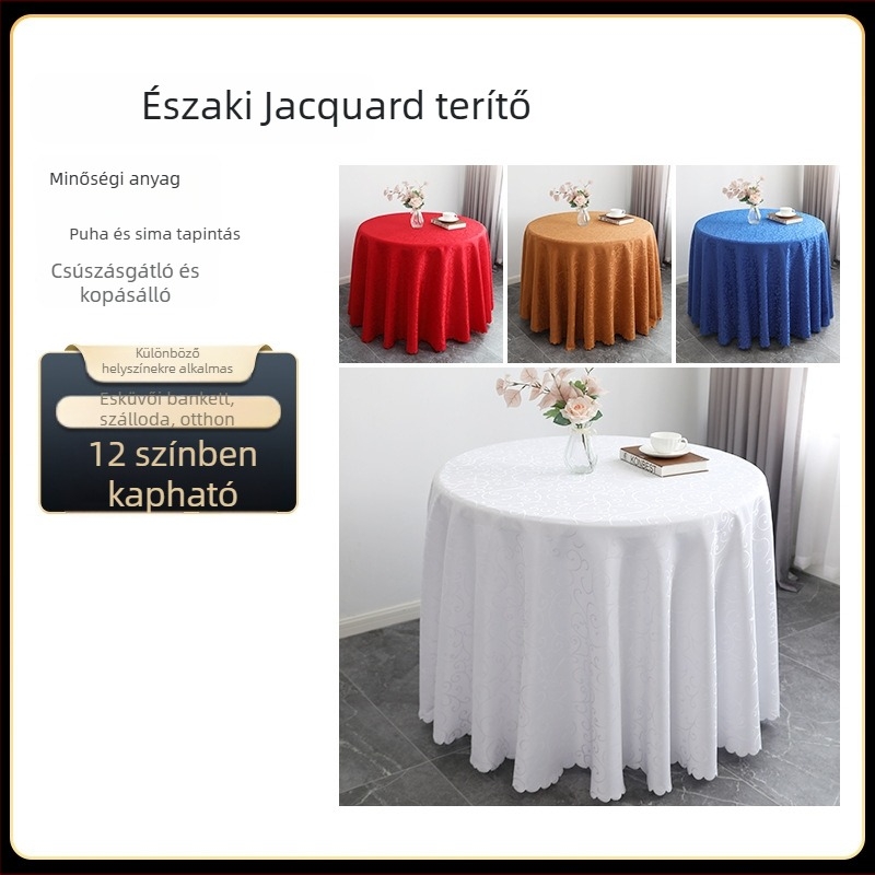 Poliészter jacquard kör asztalterítő, szállodákban, értekezleteken és esküvőkön, háztartási használatra