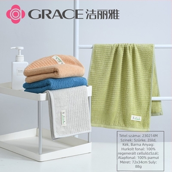 Grace/Jielia antibakteriális 100% pamut törölköző, logó szitanyomással, testreszabható, tömeg 55–100 g, jacquard/egyszerű szövés