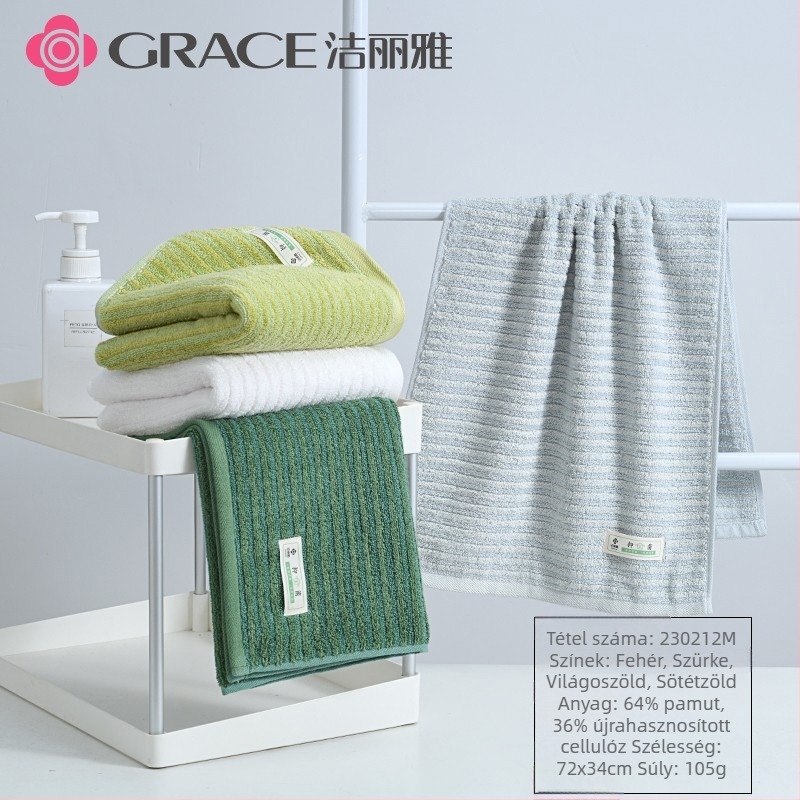 Grace/Jielia antibakteriális 100% pamut törölköző, logó szitanyomással, testreszabható, tömeg 55–100 g, jacquard/egyszerű szövés
