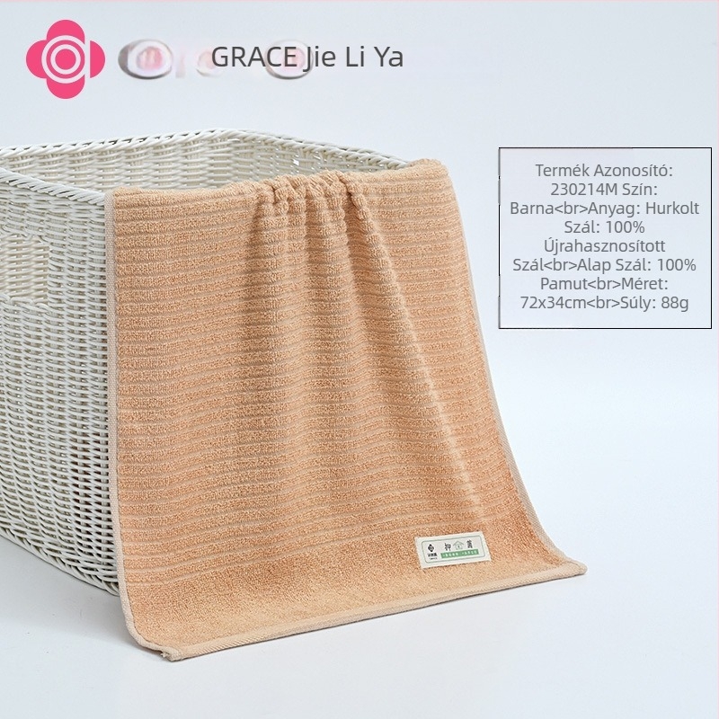 Grace/Jielia antibakteriális 100% pamut törölköző, logó szitanyomással, testreszabható, tömeg 55–100 g, jacquard/egyszerű szövés