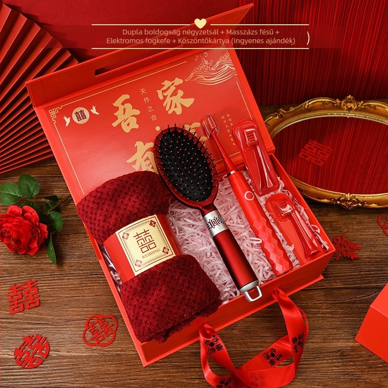 Kerámiából készült termoszos bögrés és törölköző ajándékcsomag, etnikus stílus, esküvőre és üzleti ajándékokhoz