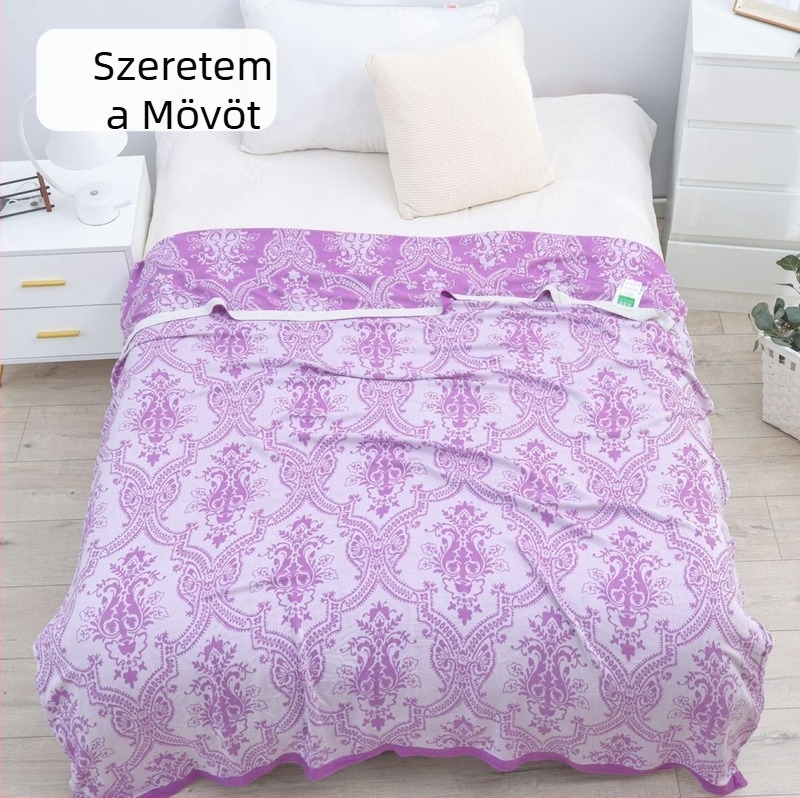 Bambuszrost pléd geometriai mintával, nyári könnyű takaró, reaktív nyomtatással és festéssel, tömeg alatt 1 kg