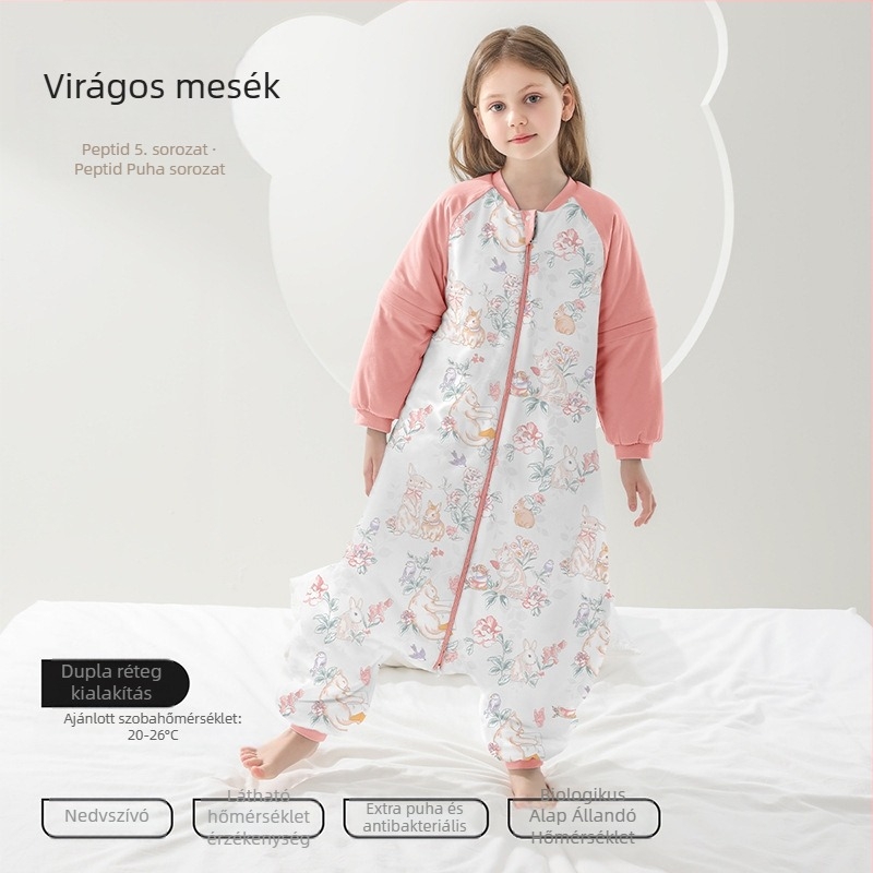 Belleptide Gyerekeknek szóló alvózsák, szétválasztható lábakkal, minden évszakra melegen tartó, hossza 125 cm
