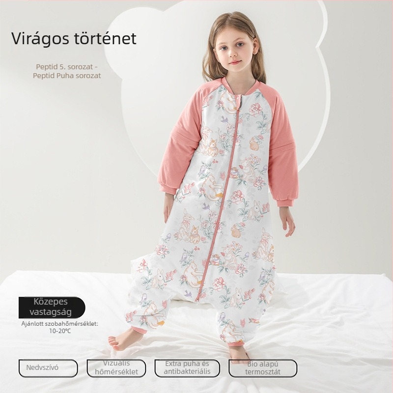 Belleptide Gyerekeknek szóló alvózsák, szétválasztható lábakkal, minden évszakra melegen tartó, hossza 125 cm