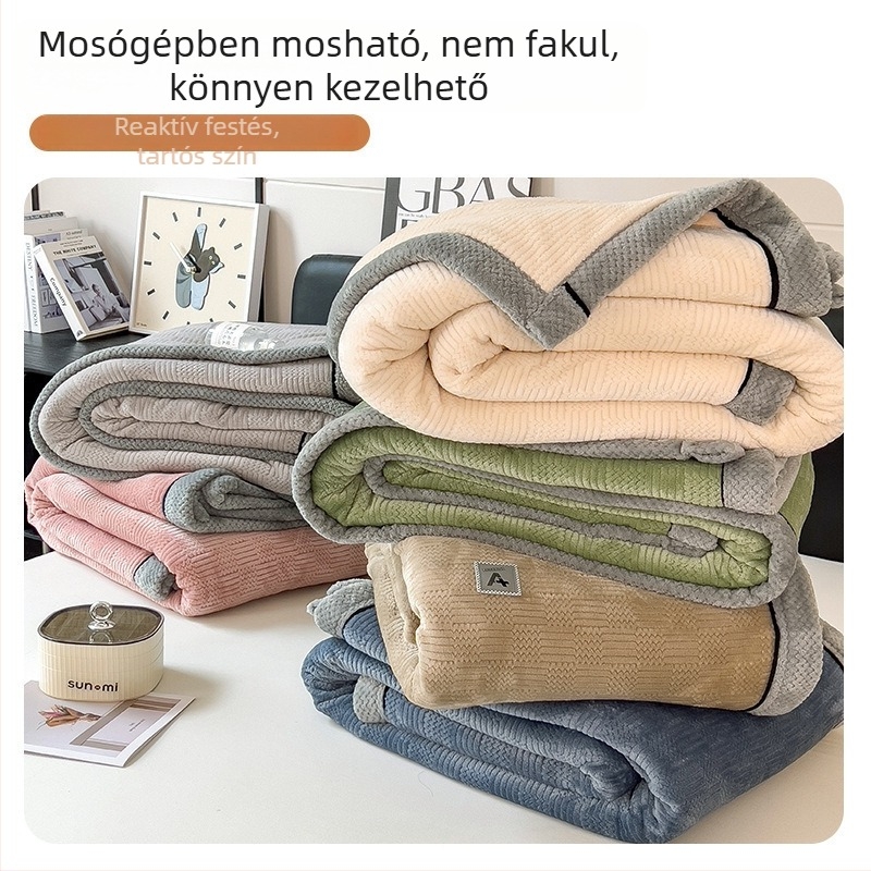 Tej velúr kötött pléd, dupla rétegű, vastag, alváshoz, autóhoz, sál