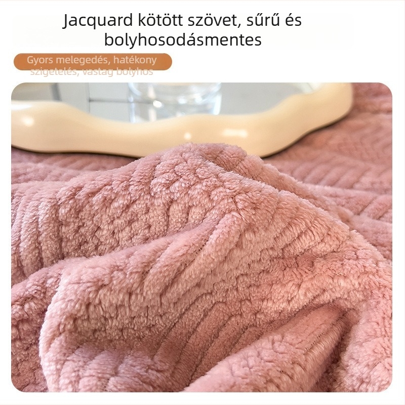 Tej velúr kötött pléd, dupla rétegű, vastag, alváshoz, autóhoz, sál