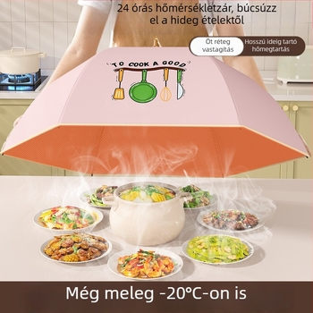 Összecsukható szigetelt ételvédő fedő háztartási használatra, 2025-ös modell, porálló, megőrzi a maradékokat melegen, hőszigetelés alumíniumfólia + váz