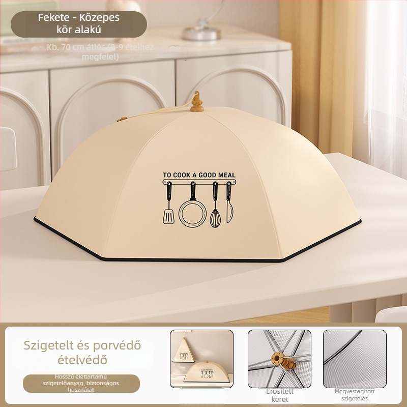 Összecsukható szigetelt ételvédő fedő háztartási használatra, 2025-ös modell, porálló, megőrzi a maradékokat melegen, hőszigetelés alumíniumfólia + váz