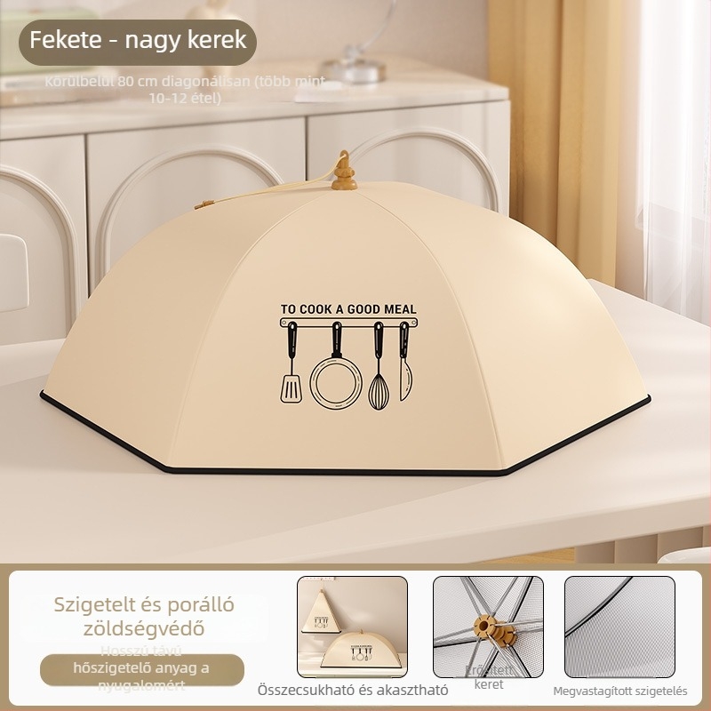 Összecsukható szigetelt ételvédő fedő háztartási használatra, 2025-ös modell, porálló, megőrzi a maradékokat melegen, hőszigetelés alumíniumfólia + váz