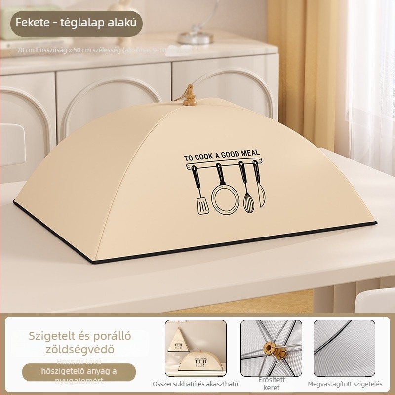 Összecsukható szigetelt ételvédő fedő háztartási használatra, 2025-ös modell, porálló, megőrzi a maradékokat melegen, hőszigetelés alumíniumfólia + váz