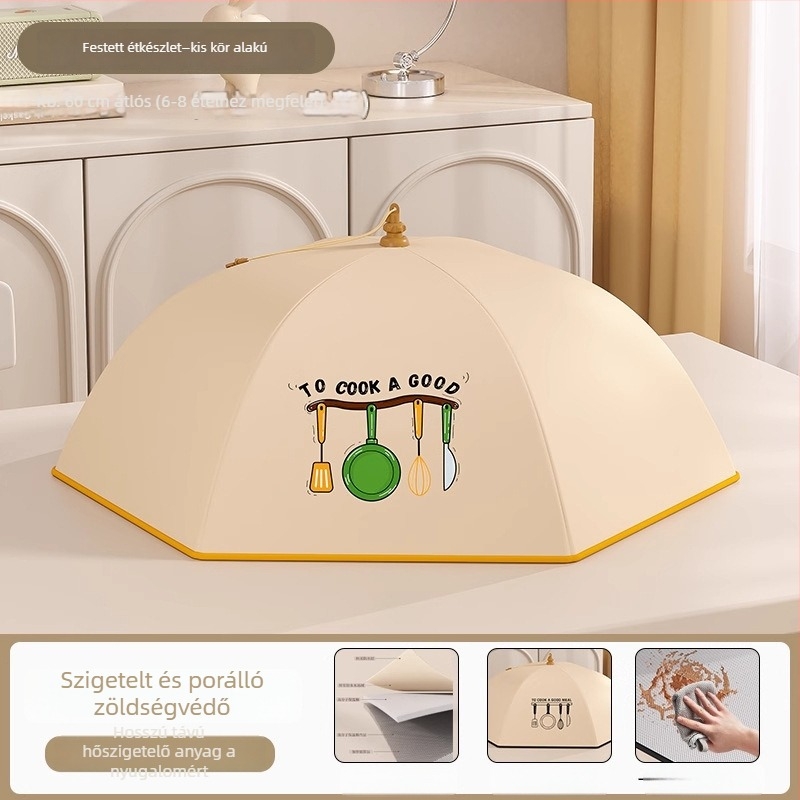 Összecsukható szigetelt ételvédő fedő háztartási használatra, 2025-ös modell, porálló, megőrzi a maradékokat melegen, hőszigetelés alumíniumfólia + váz