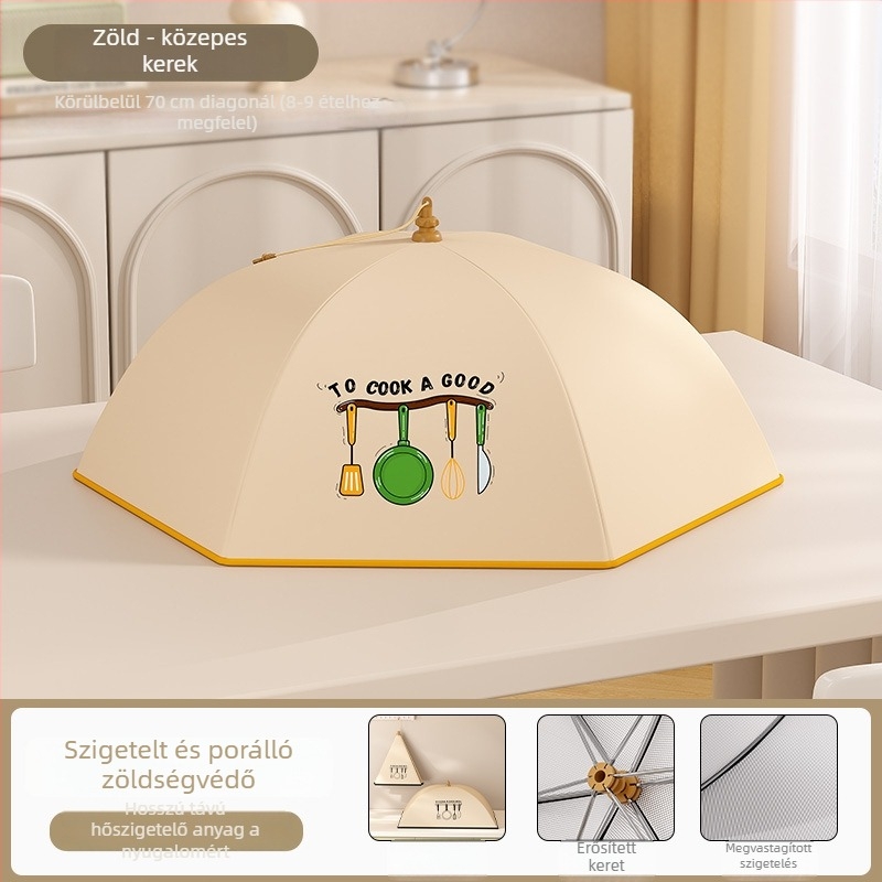 Összecsukható szigetelt ételvédő fedő háztartási használatra, 2025-ös modell, porálló, megőrzi a maradékokat melegen, hőszigetelés alumíniumfólia + váz