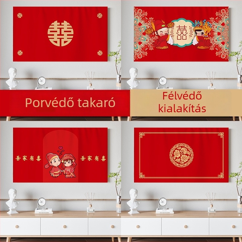 Televízióvédő huzat, vászon anyag, Új kínai stílus, porvédő a LCD tévékhez