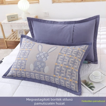 Két dar párnahuzat pamutból, fésült pamut, kockás mintázat és rajzfilm motívum, boríték-stílus, puha és szálmentes