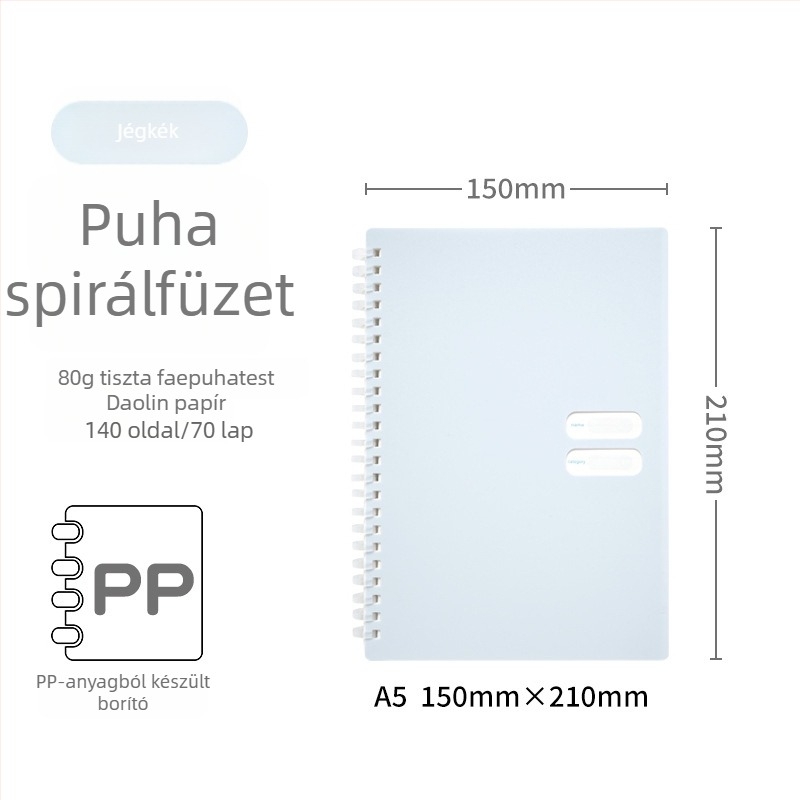 Spirálisan kötött jegyzetfüzet puha PP borítóval, modell 833, 140 oldal szöveges papír, 80 g/m²