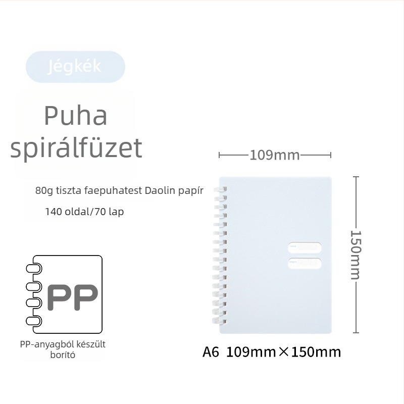 Spirálisan kötött jegyzetfüzet puha PP borítóval, modell 833, 140 oldal szöveges papír, 80 g/m²