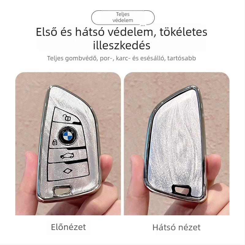 BMW 3-as sorozat kulcstartó TPU teljes védőtok csattal, japán/koreai stílus, testreszabható