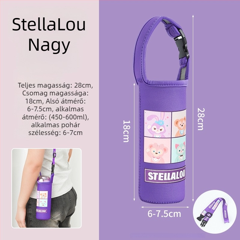 Gyerekeknek készült keresztpántos termoszvédő, univerzális pánttal, védő a vízpalackhoz, ütésálló (Márka: Friendly; Anyag: Szövet; Stílus: Kreatív; Minőség: Megfelelő termék)