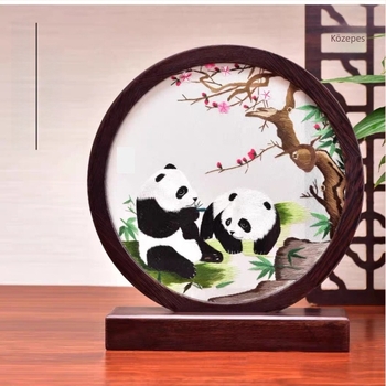 Suzhou hímzés asztali képernyő, kézzel hímzett, kétoldalas fa dekor chicken-wingwood stílusban, modern minimalista