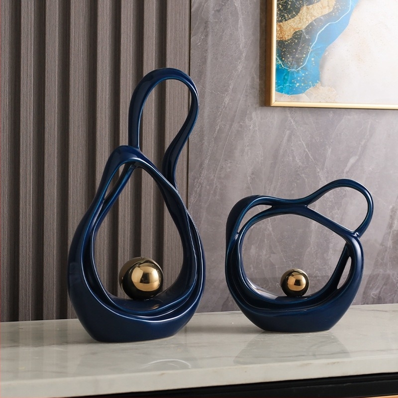 Porcelán geometriai dekoráció nappali és előszoba számára, modern minimalista stílus, márka Elegant Four Seasons, ajándék ötlet