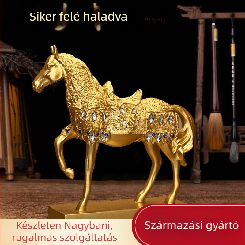 Irodai díszfigura - gyanta ló, modern minimalist stílus, kézzel festett, üzleti ajándék
