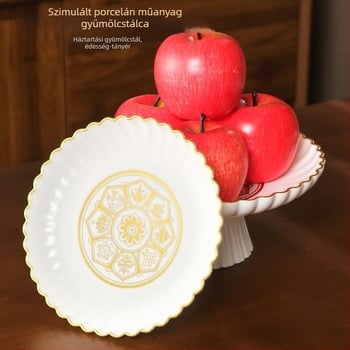 Műanyag gyümölcs- és édességtál kontúros szegéllyel, kínai stílusú, Buddha és a Vagyon Istene felajánlásokhoz, otthoni használatra