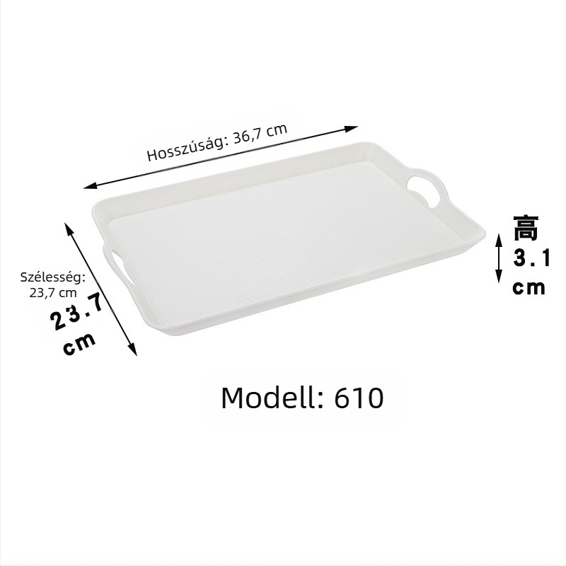 Japán stílusú fa mintázatú tálca, téglalap alakú műanyag kínáló tál, égési védelem, logó nyomtatás elérhető