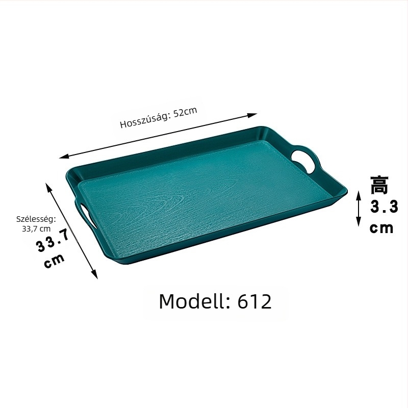 Japán stílusú fa mintázatú tálca, téglalap alakú műanyag kínáló tál, égési védelem, logó nyomtatás elérhető