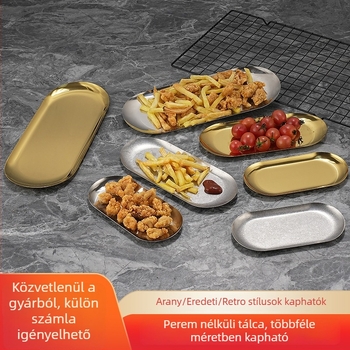 Nordic stílusú rozsdamentes acél ovális tál, arany befejezés – retro ékszer- és törölközőtál, dim sum kínáló tál