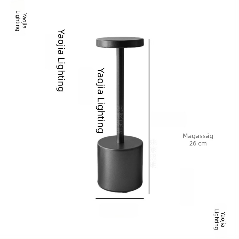 26 cm-es I-formájú asztali lámpa érintéses kapcsolóval – modern, letisztult dizájn, vasból készült árnyékoló, beépített akkumulátor, ideális nappaliba, hálószobába és dolgozószobába