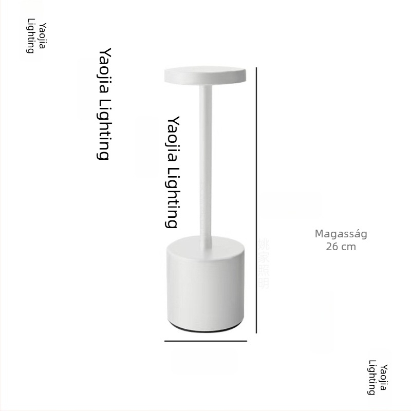26 cm-es I-formájú asztali lámpa érintéses kapcsolóval – modern, letisztult dizájn, vasból készült árnyékoló, beépített akkumulátor, ideális nappaliba, hálószobába és dolgozószobába