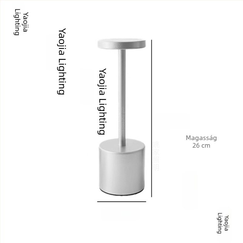 26 cm-es I-formájú asztali lámpa érintéses kapcsolóval – modern, letisztult dizájn, vasból készült árnyékoló, beépített akkumulátor, ideális nappaliba, hálószobába és dolgozószobába