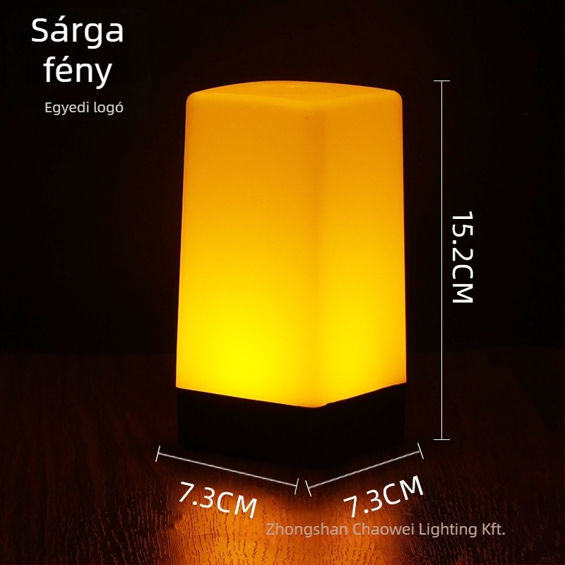 LED tölthető éjszakai fény asztali lámpa, négyzet alakú modell HT-TD1W020, műanyag tartó, modern minimalista stílus, OEM logó