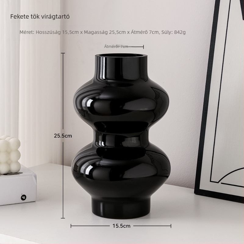 Fekete kerámia váza az íróasztalhoz és a nappaliba — minimalist design (Anyag: Kerámia; Kategória: Váza; Márka: Nothing; Stílus: Más)