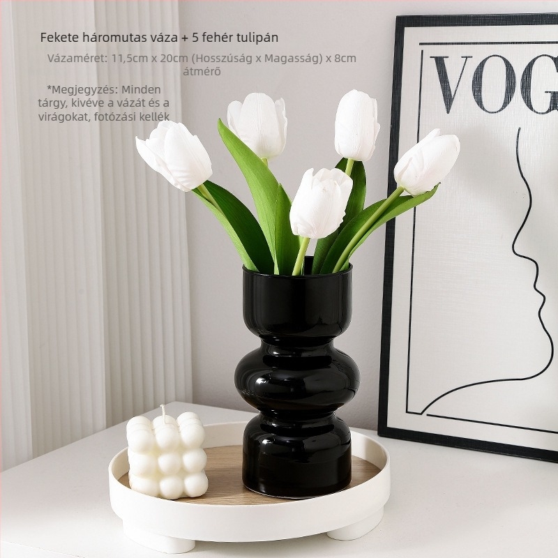Fekete kerámia váza az íróasztalhoz és a nappaliba — minimalist design (Anyag: Kerámia; Kategória: Váza; Márka: Nothing; Stílus: Más)