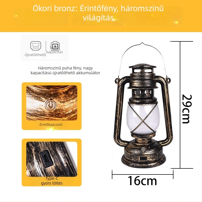 Bárasztali lámpa retro lámpa dizájnnal, műanyag ház, modell HT-TD1W291, ≤36V, éjszakai fény, hangulatvilágítás, DIY díszítés