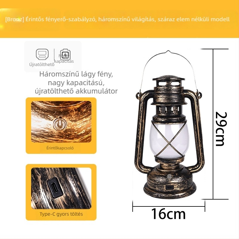 Bárasztali lámpa retro lámpa dizájnnal, műanyag ház, modell HT-TD1W291, ≤36V, éjszakai fény, hangulatvilágítás, DIY díszítés