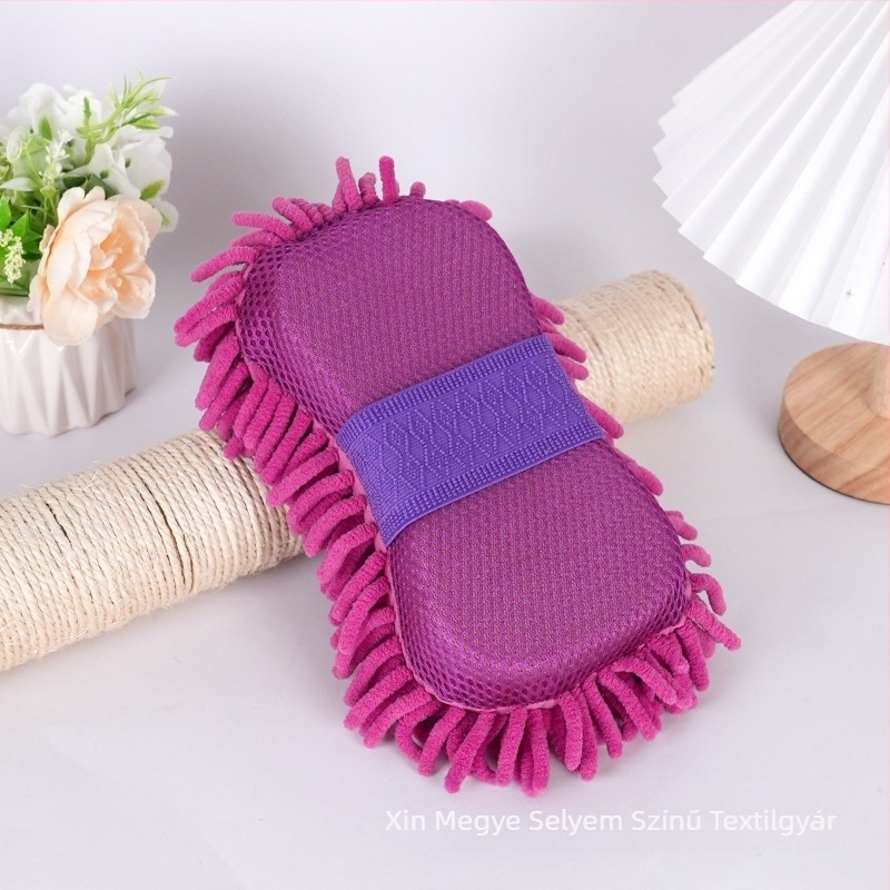 Autó tisztító szivacs és chenille törölköző — nedvszívó; anyag: szivacs + chenille; fonal technológia: blended yarn; súly: 55 g (rövid szál) / 85 g (hosszú szál); funkció: autó tisztítás