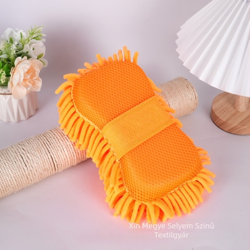 Autó tisztító szivacs és chenille törölköző — nedvszívó; anyag: szivacs + chenille; fonal technológia: blended yarn; súly: 55 g (rövid szál) / 85 g (hosszú szál); funkció: autó tisztítás