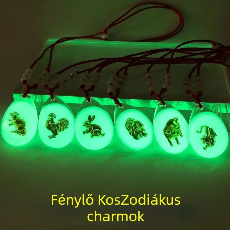 Fénylő Zodiákus Kristály Nyaklánc, 12 jel, kézzel készített, kötél lánccal, uniszex